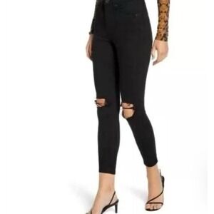 TOPSHOP Womens Size 26 x28 26x28 Petite HighRise Distress Rip Jeans Black Skinny